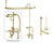 Polished Brass Clawfoot Tub Faucet Shower Kit with Enclosure Curtain Rod 107T2CTS