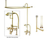 Polished Brass Clawfoot Tub Faucet Shower Kit with Enclosure Curtain Rod 109T2CTS