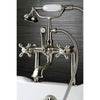 Kingston Satin Nickel Deck Mount Clawfoot Tub Faucet with Hand Shower CC109T8
