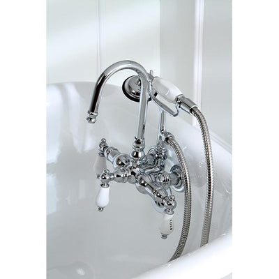 Kingston Chrome Wall Mount Clawfoot Tub Filler Faucet with Hand Shower CC10T1