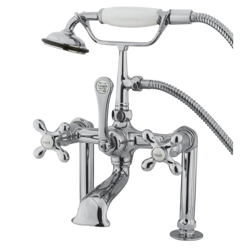 Kingston Chrome Deck Mount Clawfoot Tub Filler Faucet with Hand Shower CC110T1