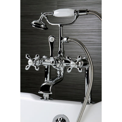 Kingston Chrome Deck Mount Clawfoot Tub Filler Faucet with Hand Shower CC110T1