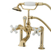 Kingston Polished Brass Deck Mount Clawfoot Tub Faucet with Hand Shower CC111T2