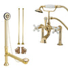 Polished Brass Deck Mount Clawfoot Tub Filler Faucet w Hand Shower Package CC111T2system