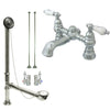 Chrome Deck Mount Clawfoot Tub Faucet Package w Drain Supplies Stops CC1132T1system