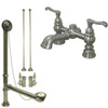 Satin Nickel Deck Mount Clawfoot Tub Faucet Package w Drain Supplies Stops CC1138T8system