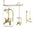 Polished Brass Clawfoot Tub Faucet Shower Kit with Enclosure Curtain Rod 1154T2CTS