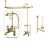 Polished Brass Clawfoot Tub Faucet Shower Kit with Enclosure Curtain Rod 1158T2CTS