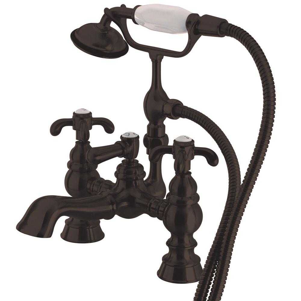Kingston Oil Rubbed Bronze Deck Mount Clawfoot Tub Faucet w hand shower CC1158T5