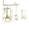 Polished Brass Clawfoot Tub Faucet Shower Kit with Enclosure Curtain Rod 11T2CTS