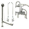 Chrome Wall Mount Clawfoot Bath Tub Filler Faucet w Hand Shower Package CC12T1system