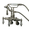 Kingston Satin Nickel Wall Mount Clawfoot Tub Faucet w hand shower CC1305T8