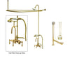 Polished Brass Clawfoot Tub Shower Faucet Kit with Enclosure Curtain Rod 13T2CTS