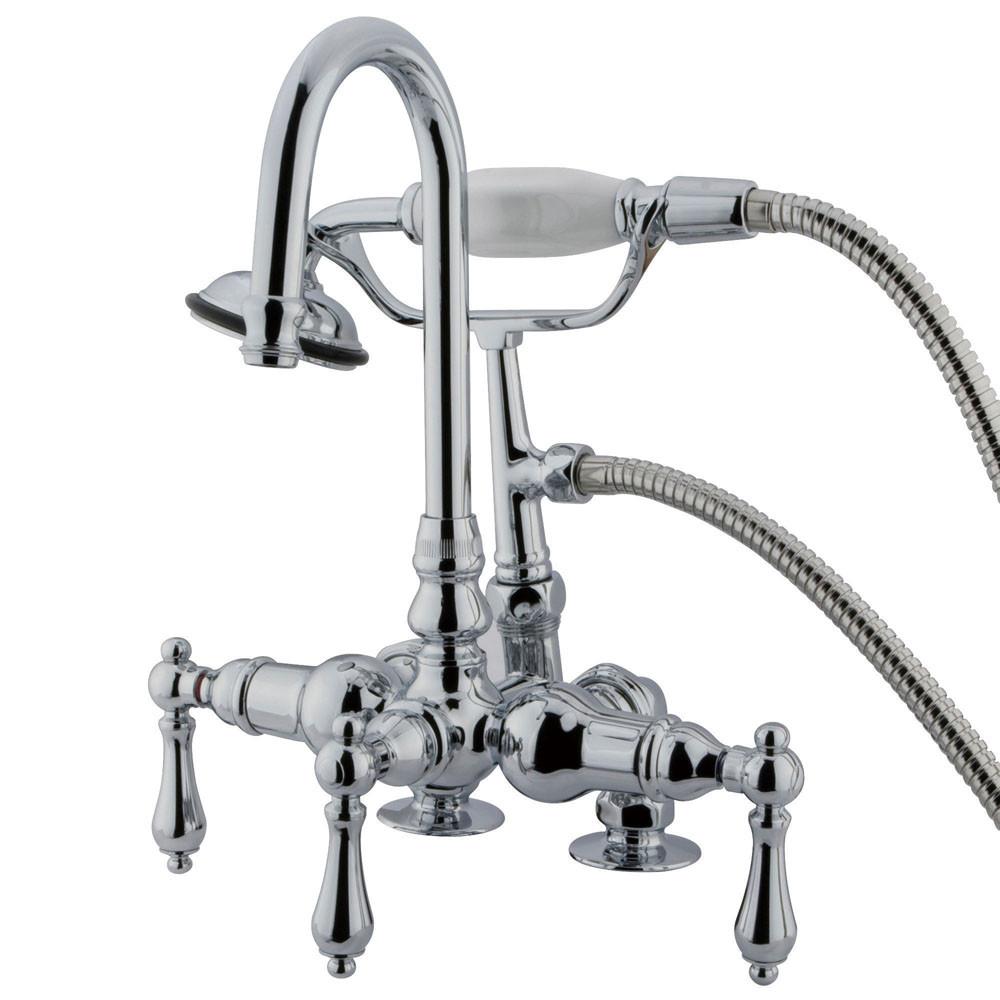 Kingston Chrome Deck Mount Clawfoot Tub Filler Faucet with Hand Shower CC14T1