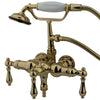 Kingston Polished Brass Wall Mount Clawfoot Tub Faucet w hand shower CC19T2