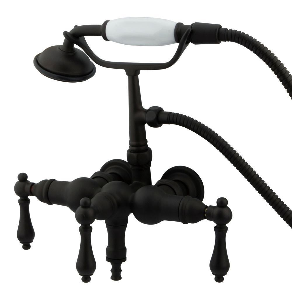 Kingston Oil Rubbed Bronze Wall Mount Clawfoot Tub Faucet w Hand Shower CC19T5