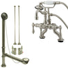 Satin Nickel Deck Mount Clawfoot Tub Faucet w hand shower w Drain Supplies Stops CC2007T8system