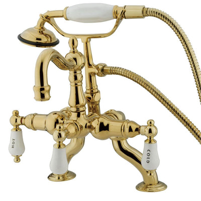 Kingston Polished Brass Deck Mount Clawfoot Tub Faucet w hand shower CC2009T2