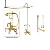 Polished Brass Clawfoot Tub Faucet Shower Kit with Enclosure Curtain Rod 2011T2CTS