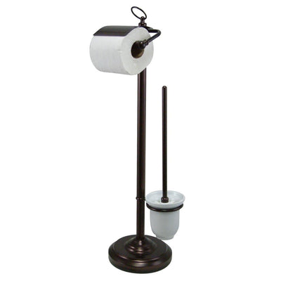 Oil Rubbed Bronze pedestal freestanding Toilet Paper & Brush Holder CC 