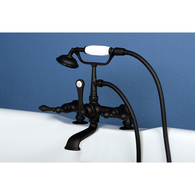 Kingston Oil Rubbed Bronze Deck Mount Clawfoot Tub Faucet w hand shower CC203T5