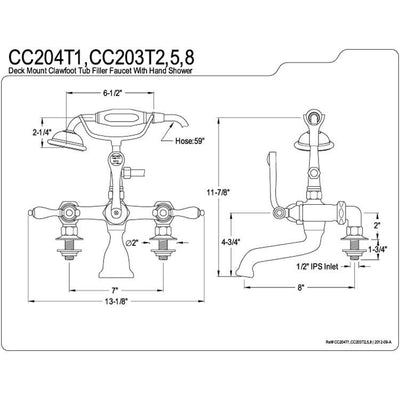 Kingston Brass Chrome Deck Mount Clawfoot Tub Filler Faucet CC204T1