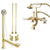 Polished Brass Deck Mount Clawfoot Tub Faucet w hand shower Drain Supplies Stops CC205T2system