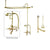 Polished Brass Clawfoot Tub Faucet Shower Kit with Enclosure Curtain Rod 205T2CTS