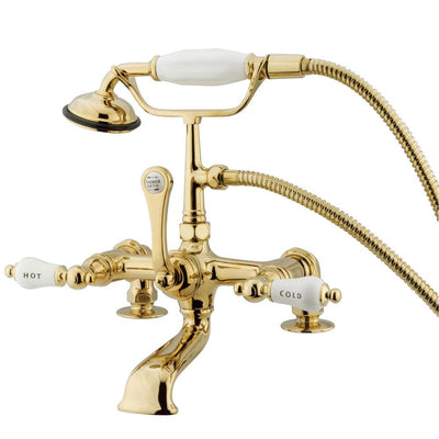 Kingston Polished Brass Deck Mount Clawfoot Tub Faucet w hand shower CC207T2