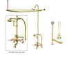 Polished Brass Clawfoot Tub Faucet Shower Kit with Enclosure Curtain Rod 207T2CTS