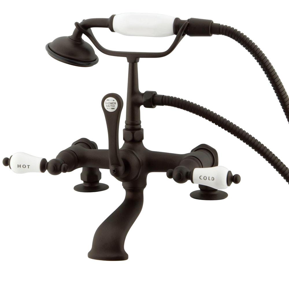 Kingston Oil Rubbed Bronze Deck Mount Clawfoot Tub Faucet w hand shower CC207T5