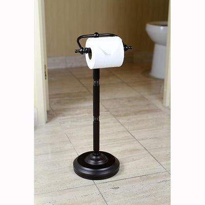 Benzara Classic Free standing Metal Toilet Paper Holder, Bronze - BM05343