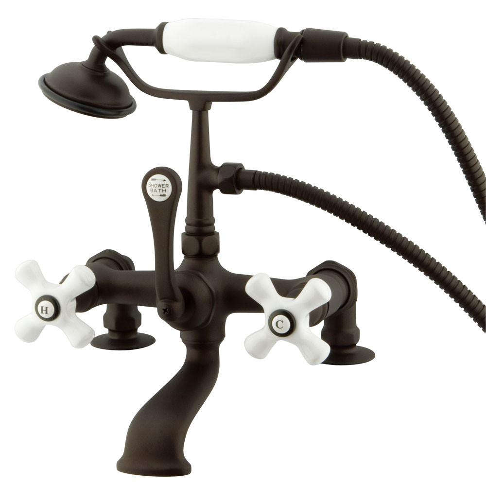 Kingston Oil Rubbed Bronze Deck Mount Clawfoot Tub Faucet w hand shower CC211T5