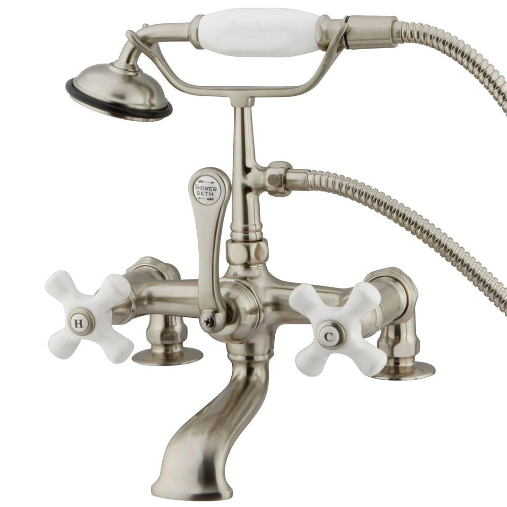 Kingston Brass Satin Nickel Deck Mount Clawfoot Tub Faucet w hand shower CC211T8