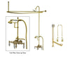 Polished Brass Clawfoot Tub Faucet Shower Kit with Enclosure Curtain Rod 23T2CTS