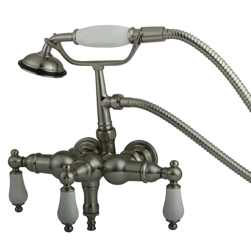 Kingston Brass Satin Nickel Wall Mount Clawfoot Tub Faucet w hand shower CC23T8