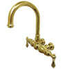 Kingston Brass Polished Brass Wall Mount Clawfoot Tub Faucet CC3001T2