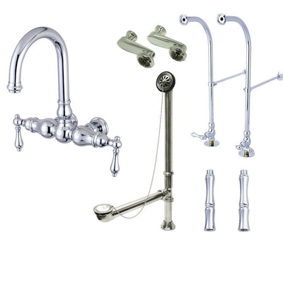 Freestanding Floor Mount Chrome Metal Lever Handle Clawfoot Tub Filler Faucet Package 3002T1FSP