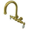 Kingston Brass Polished Brass Wall Mount Clawfoot Tub Faucet CC3003T2