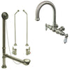 Satin Nickel Wall Mount Clawfoot Tub Faucet Package w Drain Supplies Stops CC3005T8system