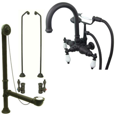 Oil Rubbed Bronze Wall Mount Clawfoot Tub Faucet w hand shower System Package CC3017T5system