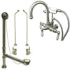 Satin Nickel Wall Mount Clawfoot Tub Faucet w hand shower w Drain Supplies Stops CC3017T8system