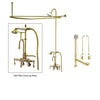 Polished Brass Clawfoot Tub Faucet Shower Kit with Enclosure Curtain Rod 301T2CTS