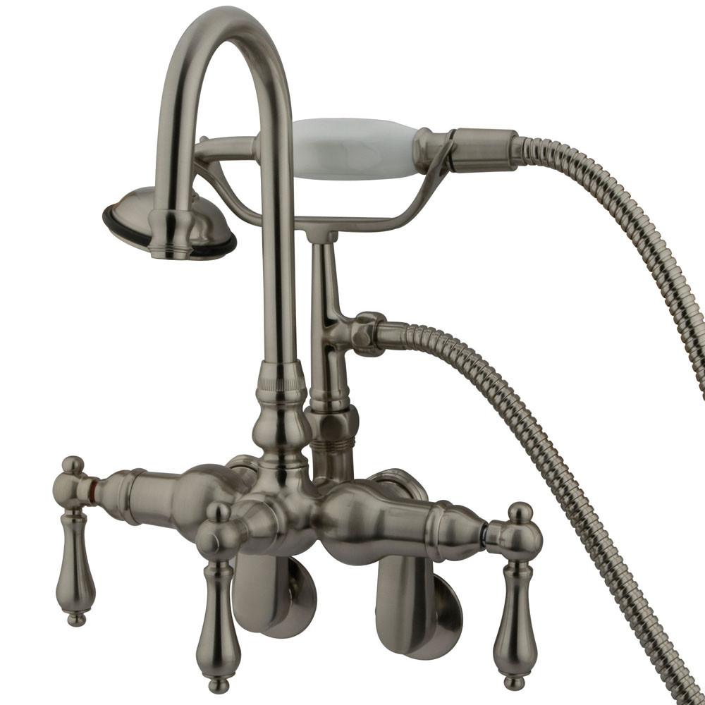 Kingston Brass Satin Nickel Wall Mount Clawfoot Tub Faucet w hand shower CC301T8