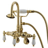 Kingston Polished Brass Wall Mount Clawfoot Tub Faucet w hand shower CC305T2