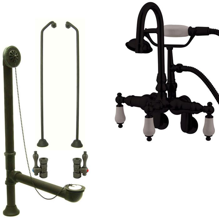 Oil Rubbed Bronze Wall Mount Clawfoot Tub Faucet w hand shower System Package CC305T5system