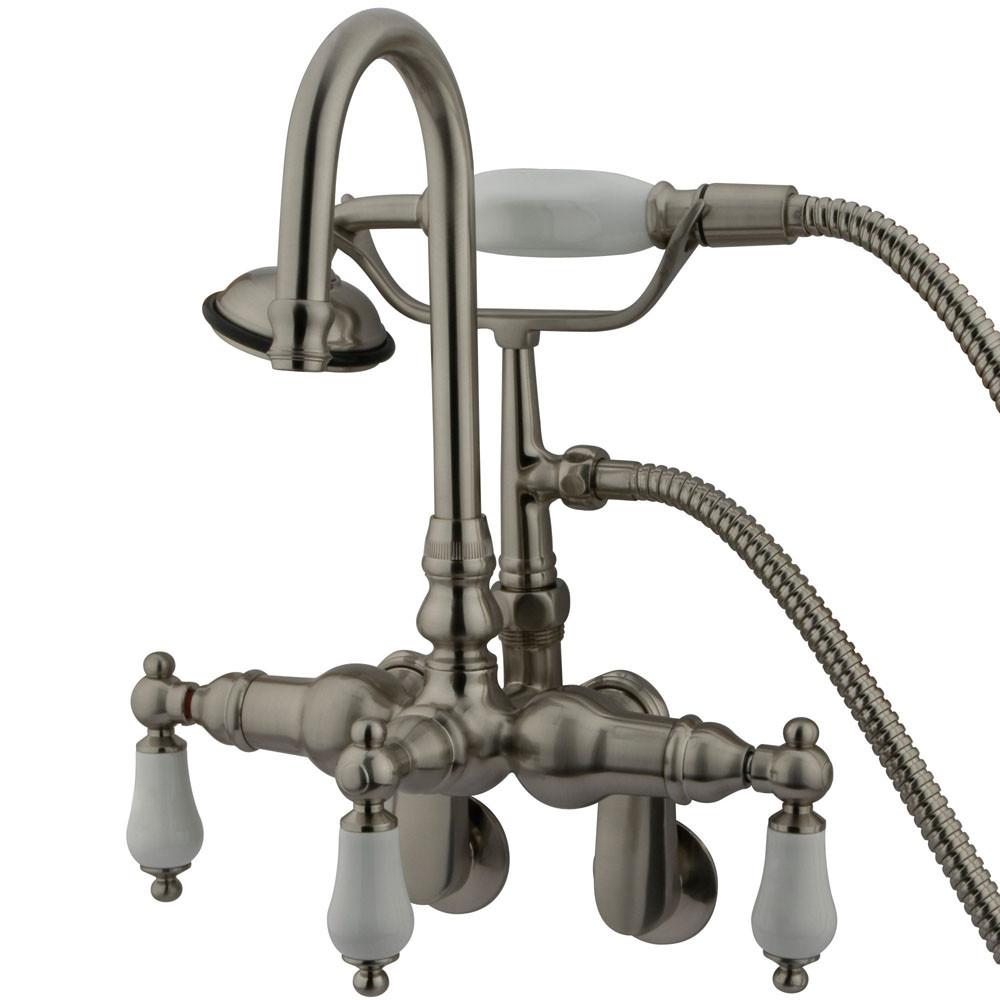 Kingston Brass Satin Nickel Wall Mount Clawfoot Tub Faucet w hand shower CC305T8
