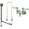 Chrome Wall Mount Clawfoot Tub Filler Faucet Package Supply Lines & Drain CC34T1system