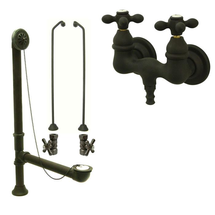 Oil Rubbed Bronze Wall Mount Clawfoot Bath Tub Filler Faucet Package CC37T5system