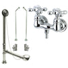 Chrome Wall Mount Clawfoot Tub Filler Faucet Package Supply Lines & Drain CC38T1system